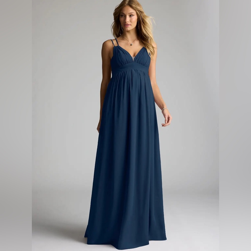 Azazie Navy Blue Maxi Dress
